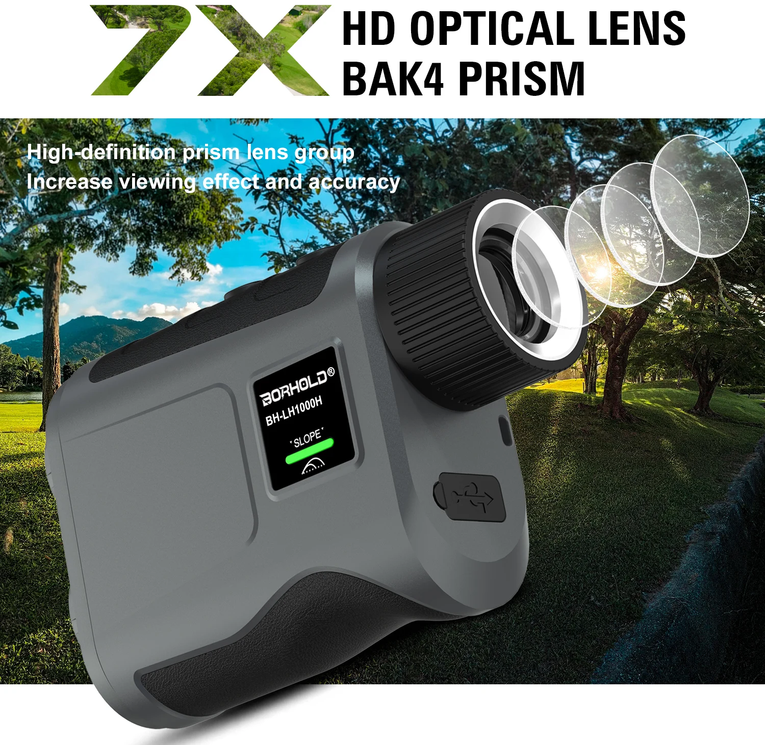 Professional Golf Laser Rangefinder 7.0x Magnification 30 Measuring Angle CLASS 1 Laser Safety 905nm 95% Transmittance IP54