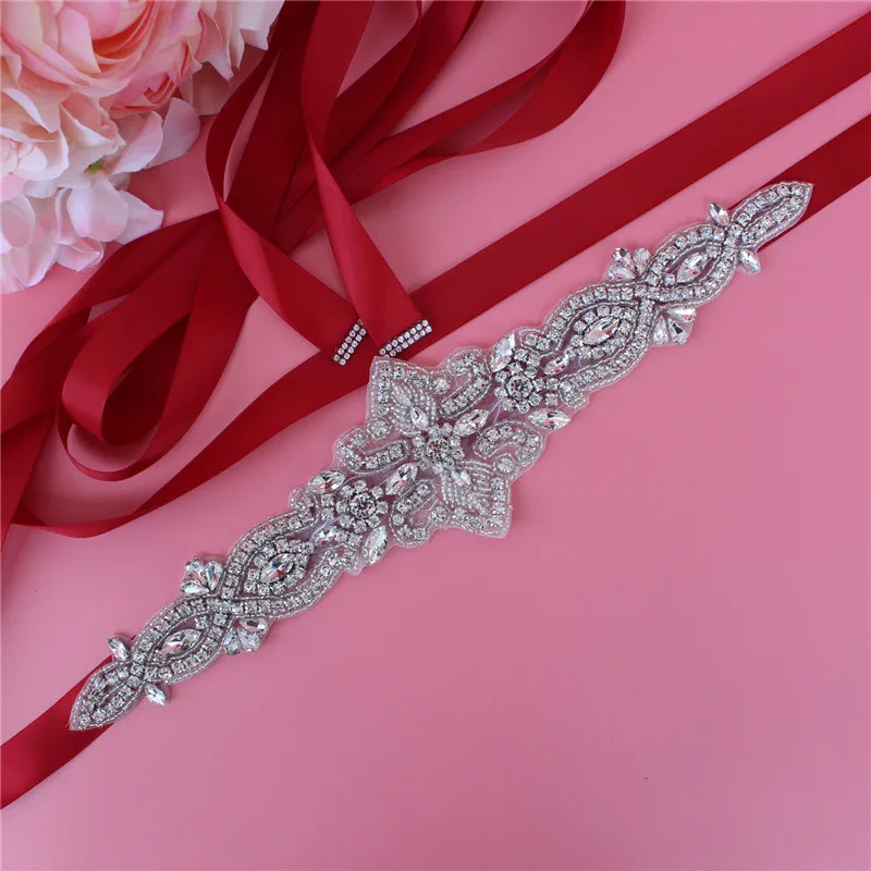 Crystal Rhinestones Wedding Belt Luxury Bridal Belts Sash White Ivory Champagne Ribbon For Women Evening Dress Bride Jewelry