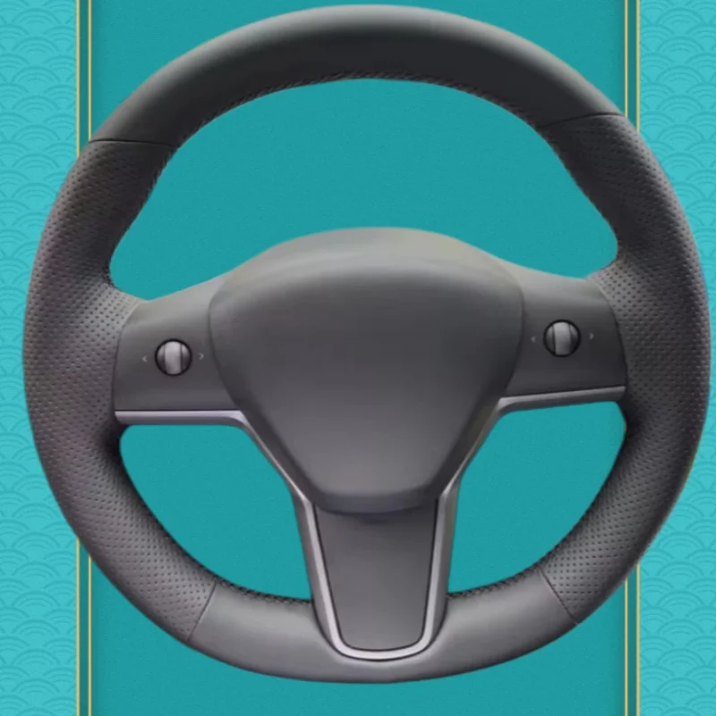Housse de volant cousue à la main pour Tesla Model 3 Model Y, antidérapante, respirante, en cuir microfibre, accessoires intérieurs de voiture