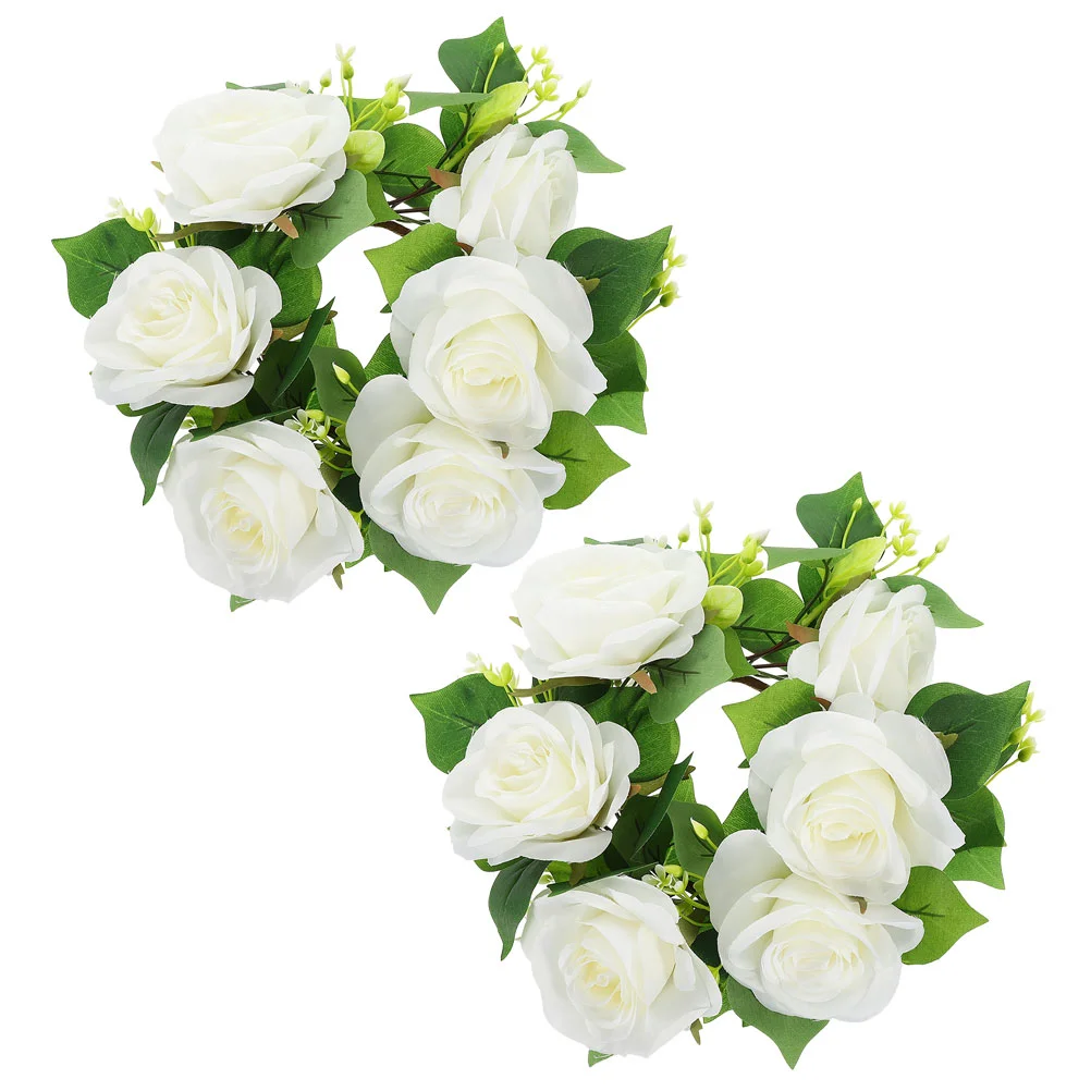 

2 Pcs Candlestick Garland Wedding Layout Props Wreaths Ring Rings for Pillar Decor Flower Centerpieces Tables