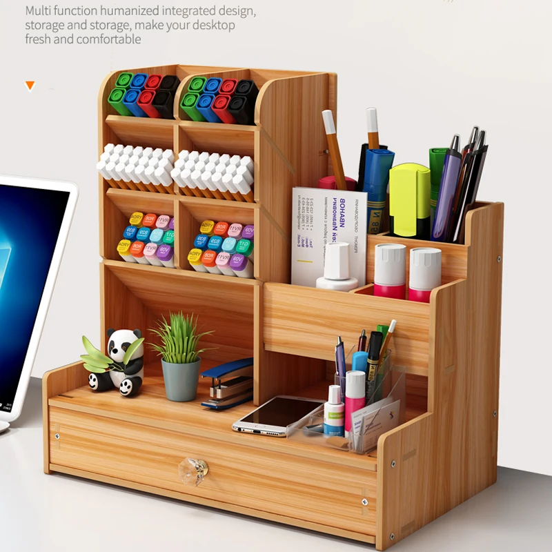 

Pen Holder Nordic Ins Storage Box Creativity Office,Desk Stationery Box Wooden Large Capacity Rack Wooden Book Box