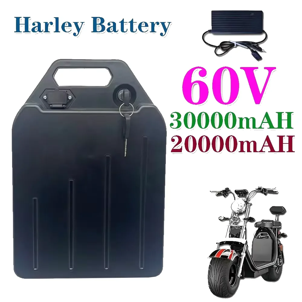 

Lithium Battery 60V 20000mAh For Harley Electric Battery 250W~1500W for Citycoco Motorcycle Waterproof battery+ 67.2V Charger