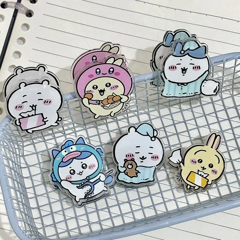 Chiikawa Ins Style Acrylic PP Paper Clips Cute Cartoon Double Sided Folder Test Paper Document Storage Holder Stationery Gift