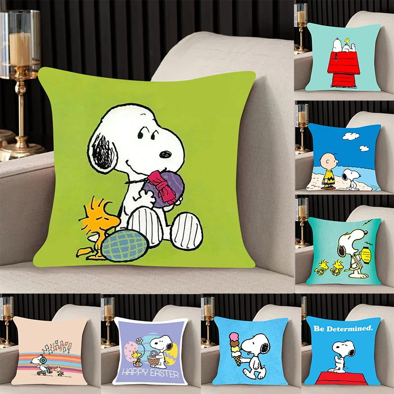 

home decor Pillow Cover Snoopy iving room bedroomo office car 45x45 Dakimakura Throw Pillows Square Pillowcase Kawaii Girl style