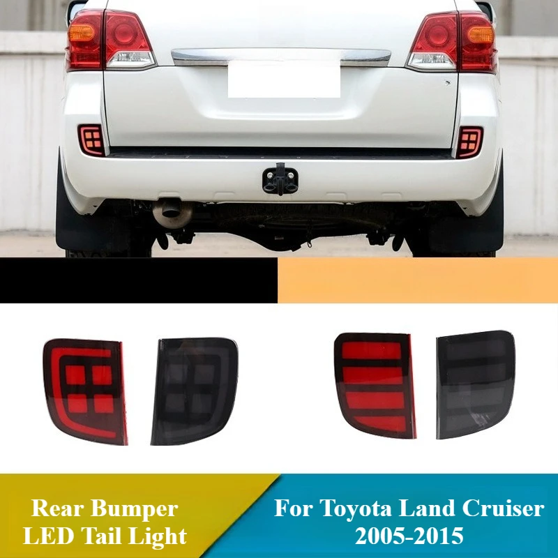 

2 шт. для Toyota Land Cruiser 2005-2015 DRL светодиодный фонарь заднего бампера, отражатель, противотуманная фара, стоп-сигнал, динамический указатель поворота, 12 В, дневной свет