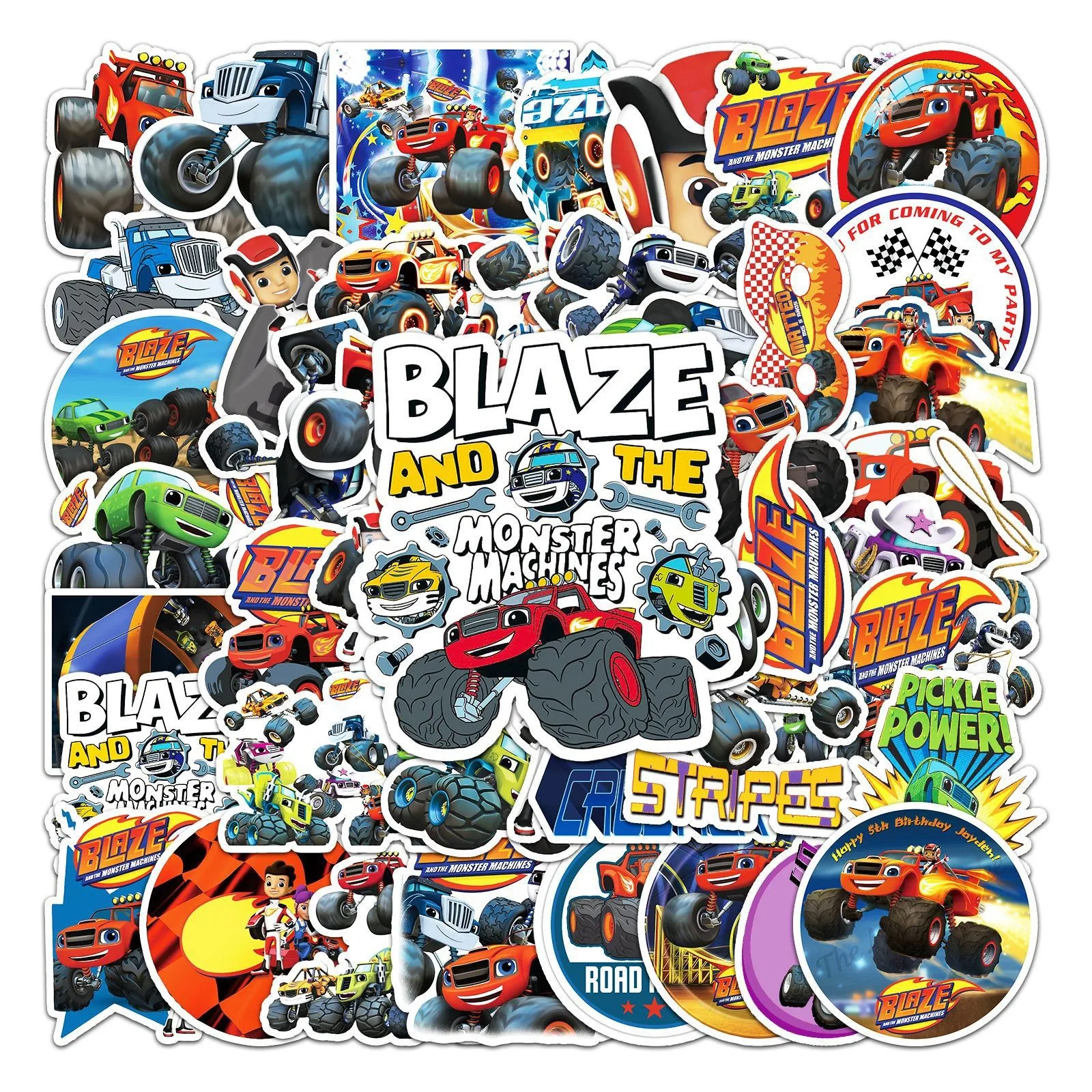 50PC Blaze Monster Machines cartoon Stickers DIY Mobile Phone Laptop Luggage Skateboard Graffiti Stickers Children\'s Gift Toy