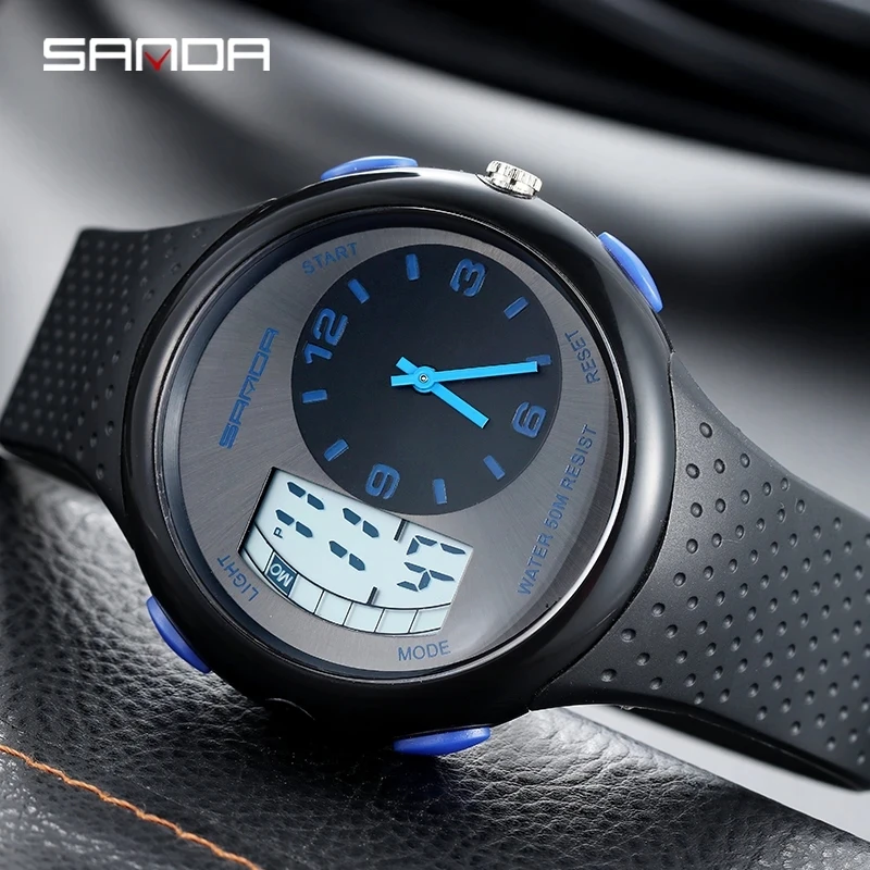 Fashion Sanda Top Band 763 Shockproof Luminous Mode Fashion Men Sports Quartz Business Electronic Watch Fall-proof Montre Homme