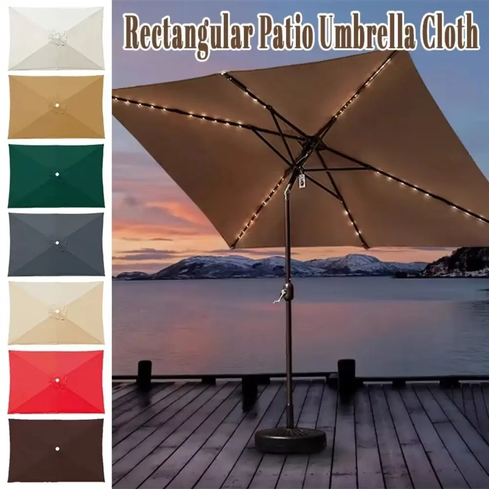 Rainproof Rectangular Patio Umbrella UV Protection Waterproof Replacement Canopy Heavy Duty Beige Cantilever Parasol Outdoor