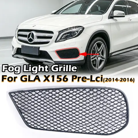 Grelha do Para-choque Dianteiro com Moldura e Rede para Farol de Nevoeiro para Mercedes Benz GLA W156 X156 Pré-Facelift 2015 1568855122 1568855222
