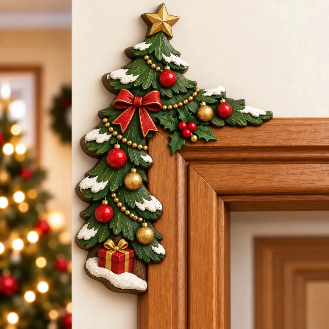 2026 Houten Kerstdeurhoekdecoratie, Kerstman Sneeuwpop Rendier Cartoon Hangende Hanger, Kerstdeurkozijn Ornament voor Feest en Huis