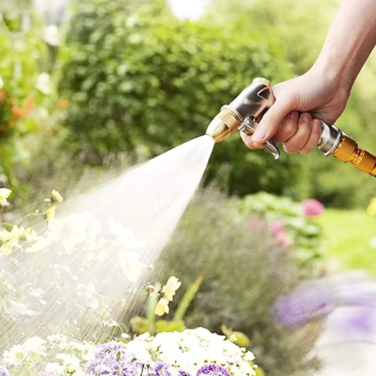 Water Hose Nozzle 4 Modes Handheld Power Head High Pressure Garden Hose Spray Nozzle For Car Washing Outside Yard Lawn Plant Pet