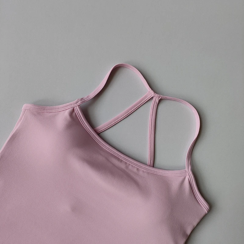 Women's Slim Fit Nude Sports Bra Yoga Fitness Vest Skin Friendly Pilates Top Beautiful Back Design Suspension Yoga Fitness Top image 5