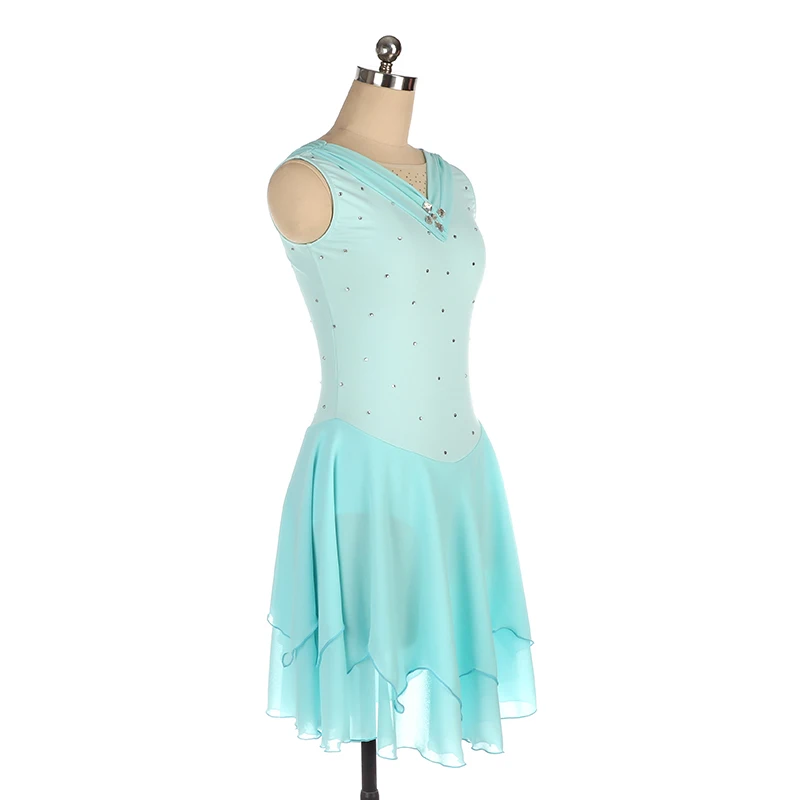 Hot Sale Girls Sleeveless Latin Ballet Dress Rhythmic Gymnastics Tights Woman Figure Skating Dress view 4