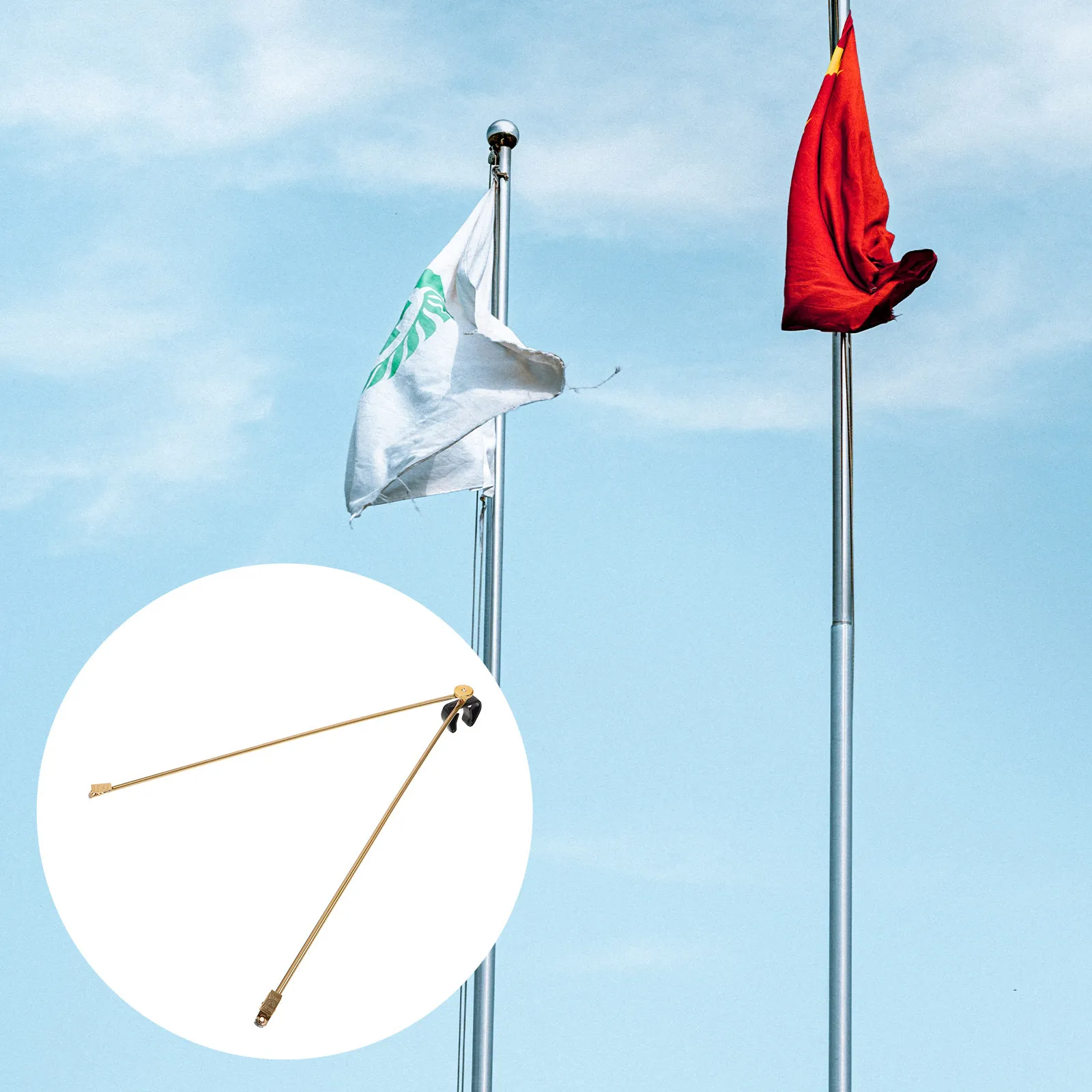 Stainless Steel Flagpole Spreader Adjustable Angle V-Shaped Support Arms Floor Standing Flagpole Mounting Clips for Government