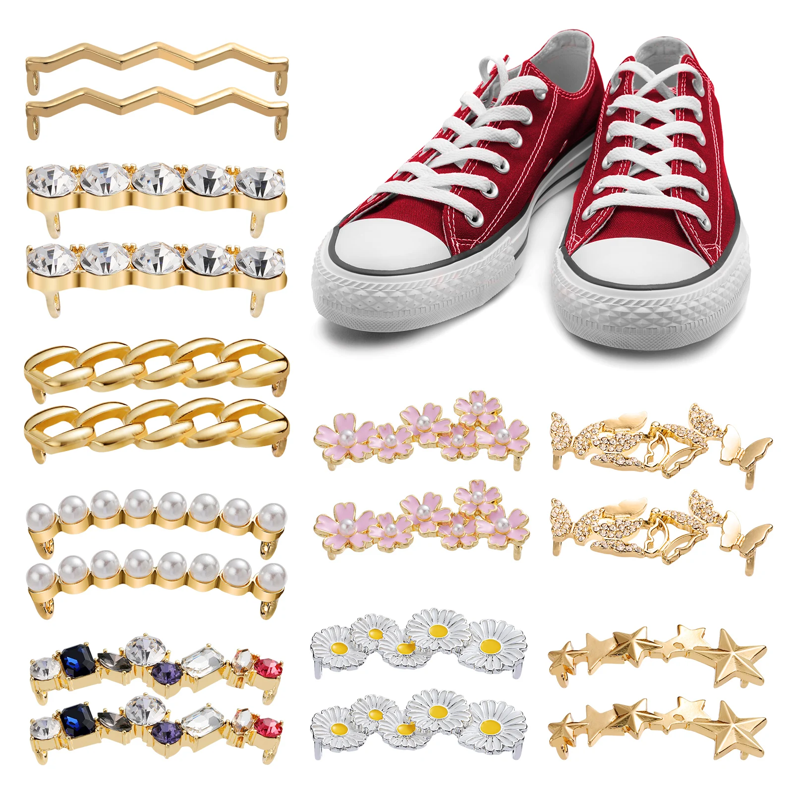 18 Pcs Shoe Decorations Clips Faux Crystal DIY Decorative Shoe Clips Charm for Sneakers and Casual Shoes Stylish Accessory