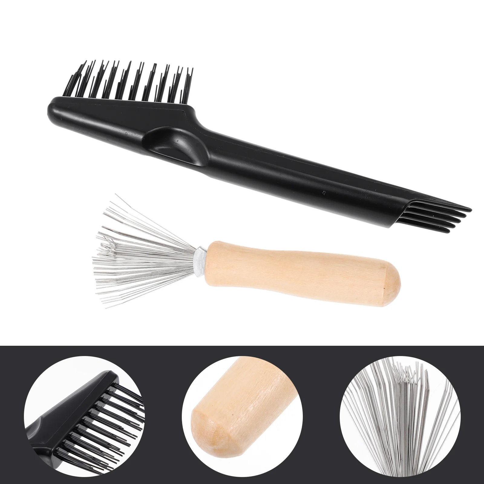 2 Pcs Cleaner Brush Hair Remover Comb Lint Brushes Makeup Airbag Hairbrush Cleaning Steel Wire