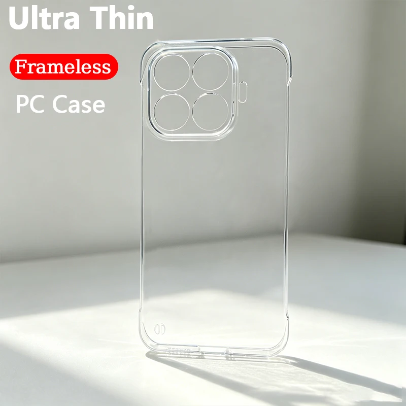 Ultra Thin Clear Frameless Case For Xiaomi 17T Pro 17 15 Pro Max Ultra Hard PC Back Cover Protect Camera Shell Shockproof Bumper