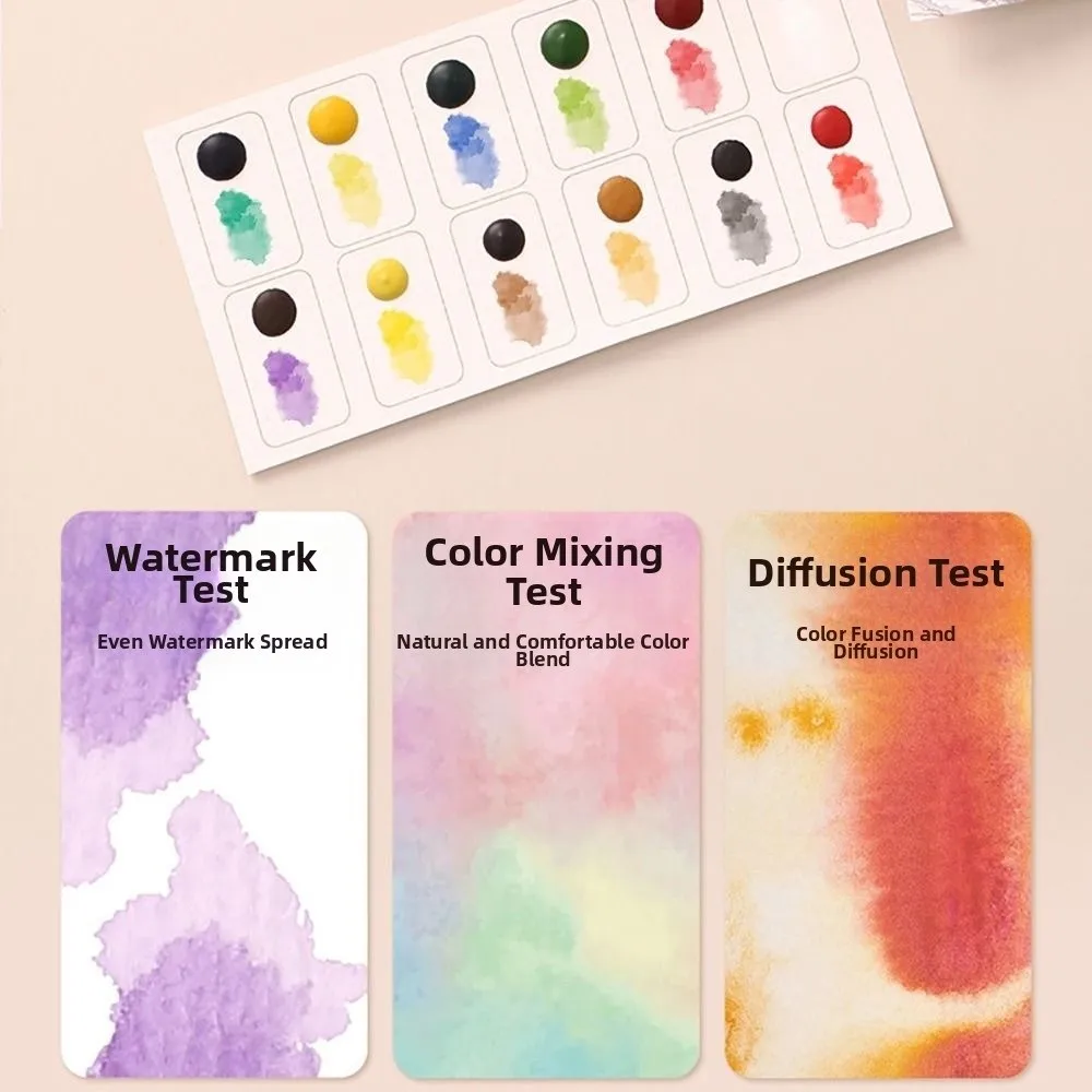 

12 Colors Solid Pigment Watercolor Painting Book Organ Folding Kraft Paper Painting Book with Pen Thick Folding Storage Book
