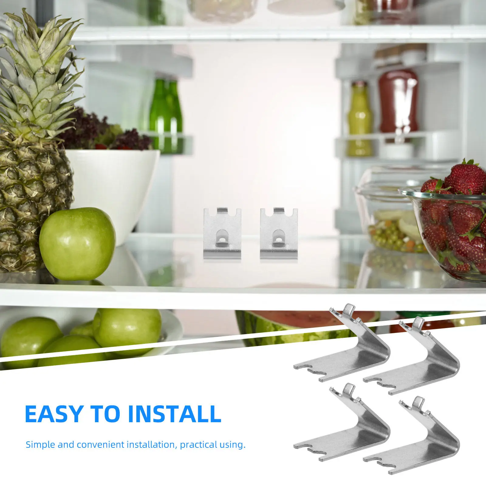 

10Pcs Stainless Steel Freezer Shelf Clip Heavy Duty Shelf Support Pegs Mounting for Refrigerator Shelves Cabinet Cupboard