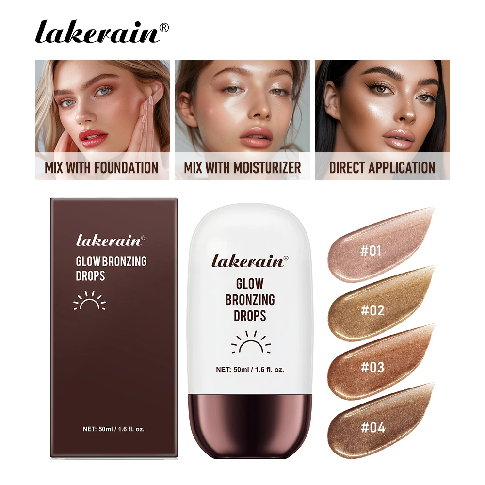 

Lakerain Glow Bronzing Gloss Drops Natural Glow Hydrated Smooth Skin Slight Concealer Brightening Complexion Makeup Primer