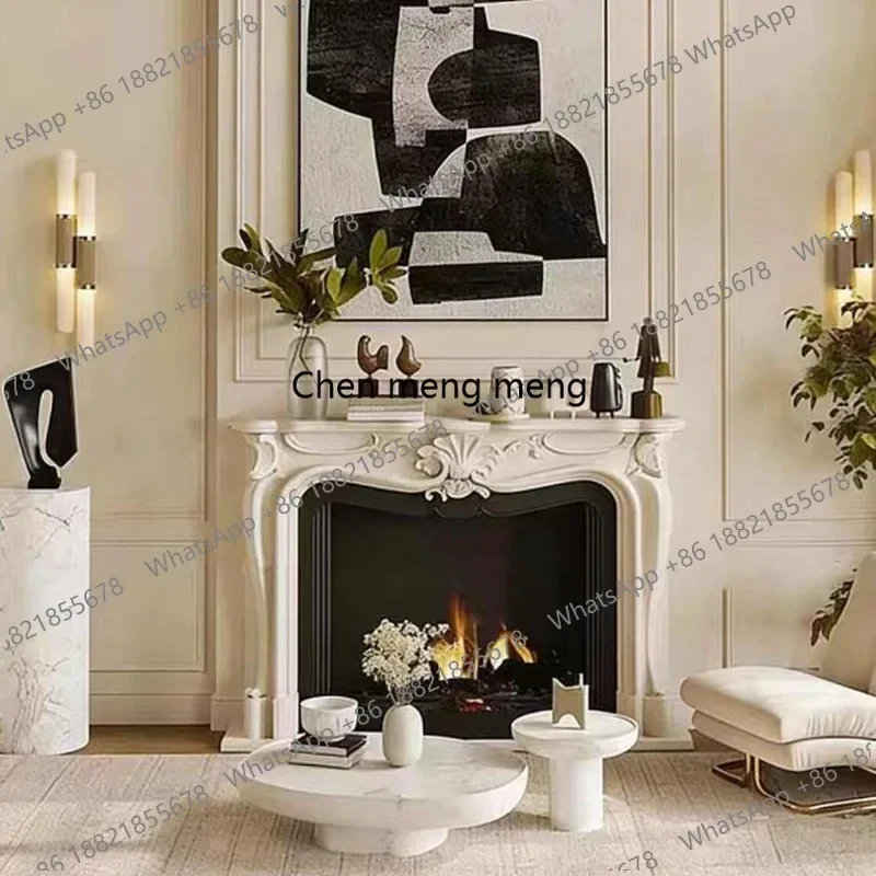 cc182 French white mantel cream wind decorative cabinet living room porch cabinet hand-carved furniture