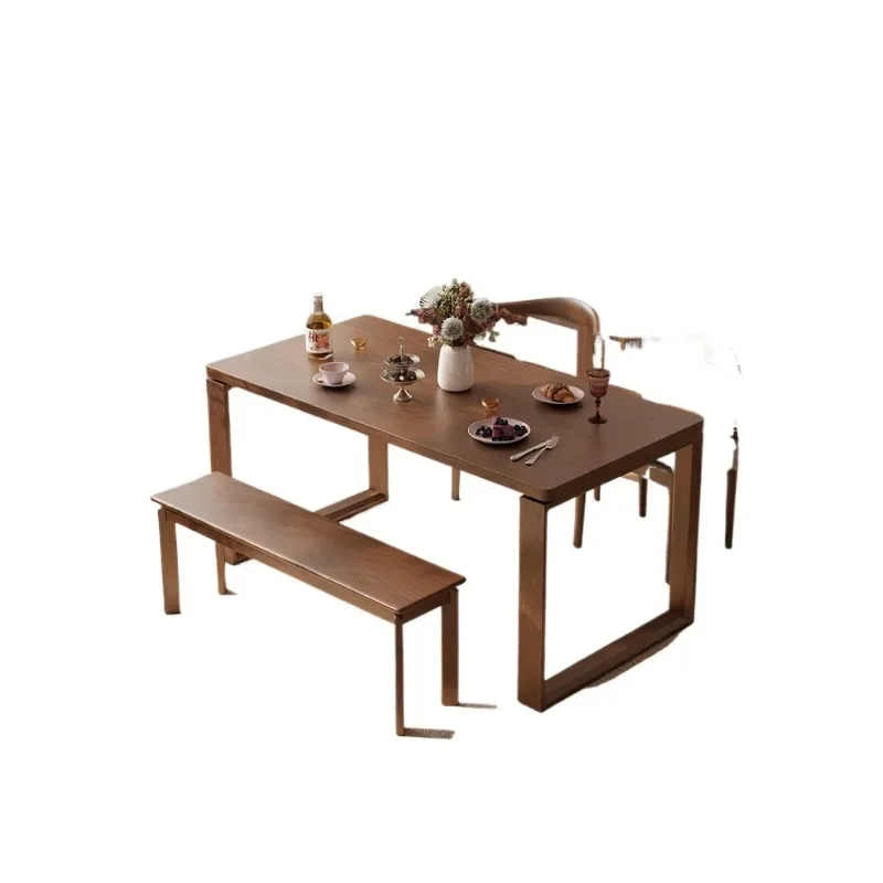 Solid wood dining table, modern simple household, rectangular large board table, small apartment dining table