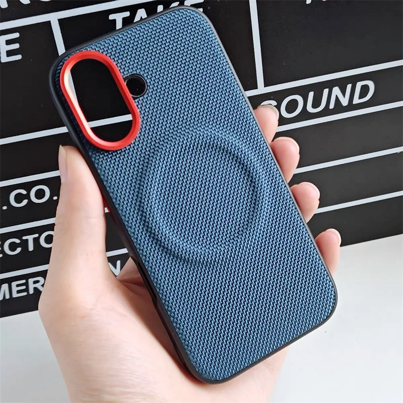

Магнитный чехол для iPhone 17 Pro Max 17 Ari 16, магниты, нейлоновая тканая матовая кожа, приятная для кожи задняя крышка, противоударный бампер