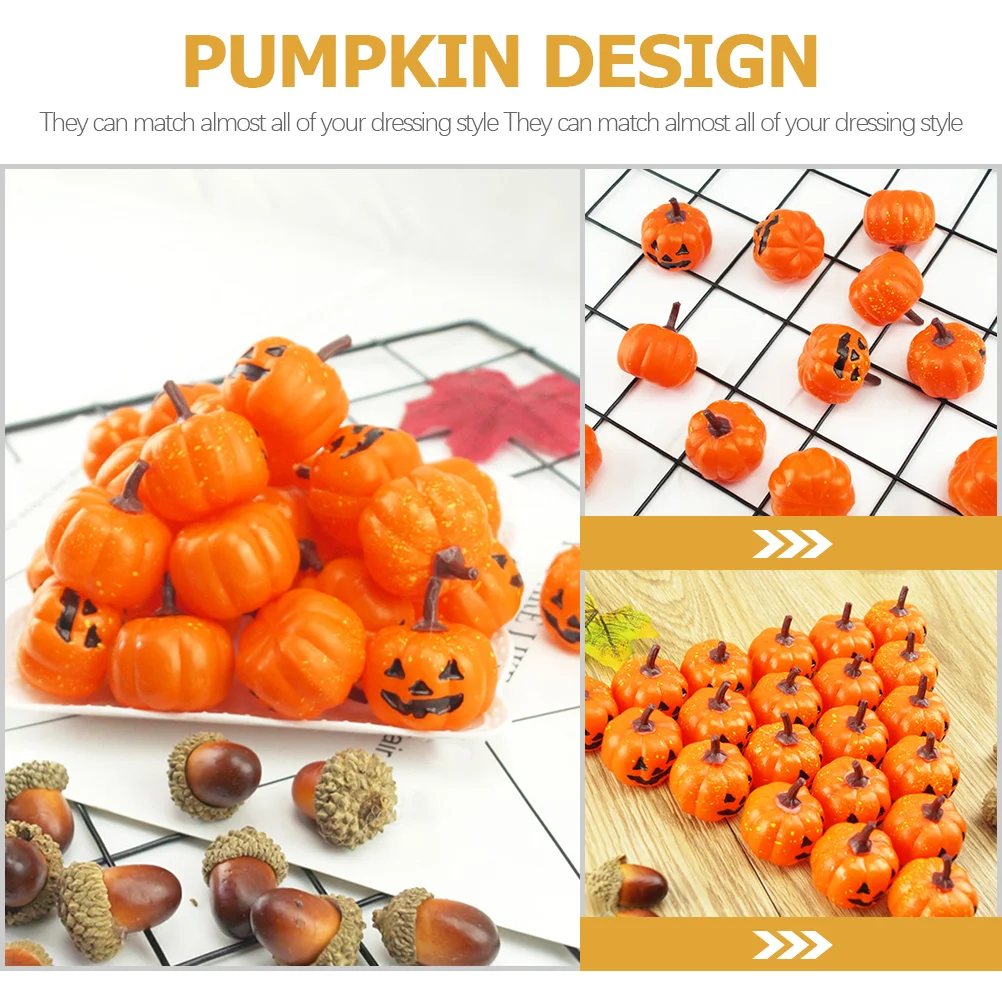 16 Pcs Artificial Pumpkin Fall Decor Fake Pumpkins Plastic for Party Statue Faux Small Simulation Lifelike Realistic