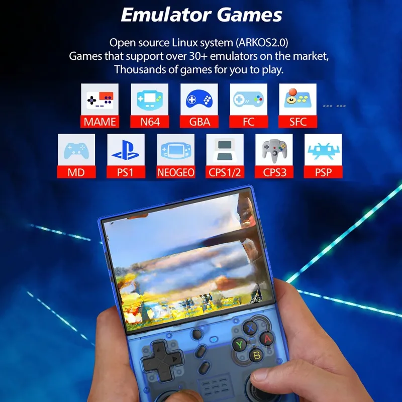 

Портативная игровая консоль R40XX Pro Max с аккумулятором 4500 мАч, встроенным Wi-Fi, 4,2-дюймовым IPS-экраном, открытым исходным кодом, двумя джойстиками и функцией портативного видеоплеера