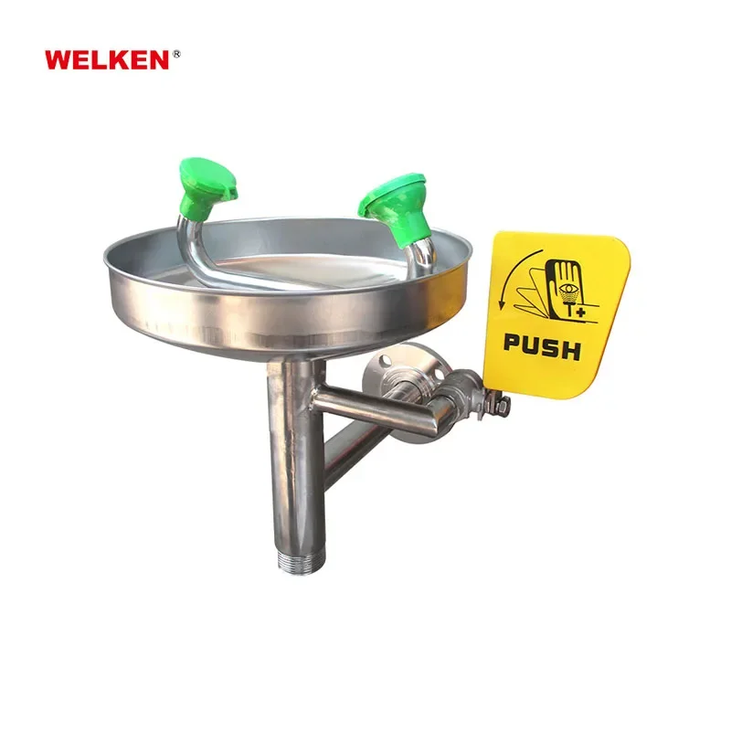 Professional manufacture cheap 304 stainless steel material safety equipment wall mounted eye wash station