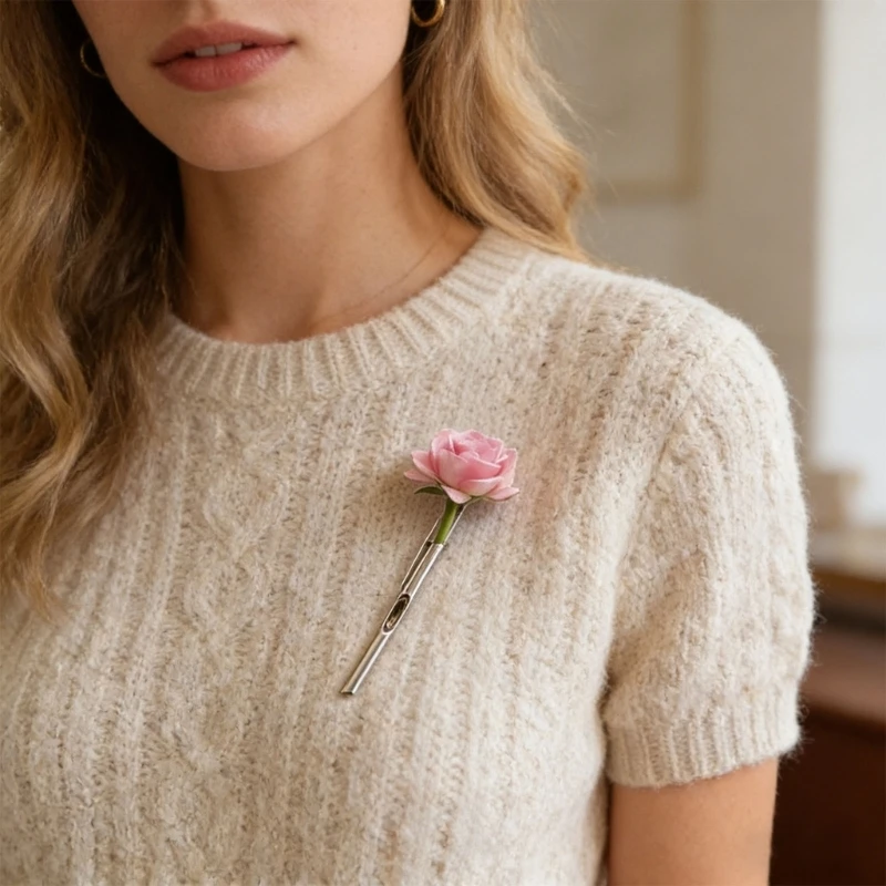 Einfache Zweig Design Einsatz Brosche Metall Revers Pin Boutonnieres Halter Halten Getrocknete Für Frauen Männer – Detail 1