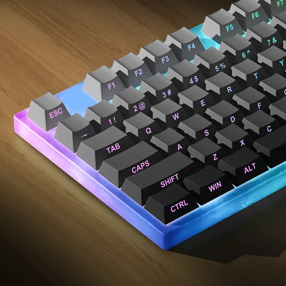 2026 PBT Material 133+ keys Cherry Profile Gray Gradient Keycaps Side Engraved Dye Sublimation  For Mechanical Keyboard Keycaps