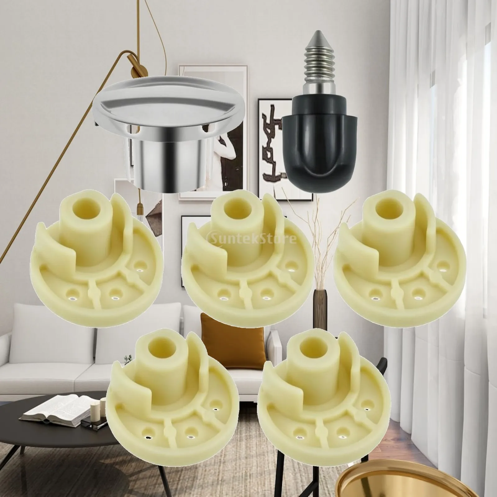 Mixer Repair Kit Rubber Feet with Threaded Center Shaft Knob and Hub Cap for Kitchenaid Stand Mixer Base Refresh