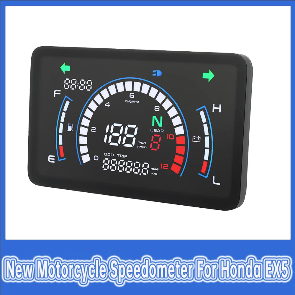 Neues motorrad tacho lcd kilometer zähler digitales messgerät mit spannungs kraftstoff anzeige armaturen brett für honda ex5 dream/ex5 ipowed
