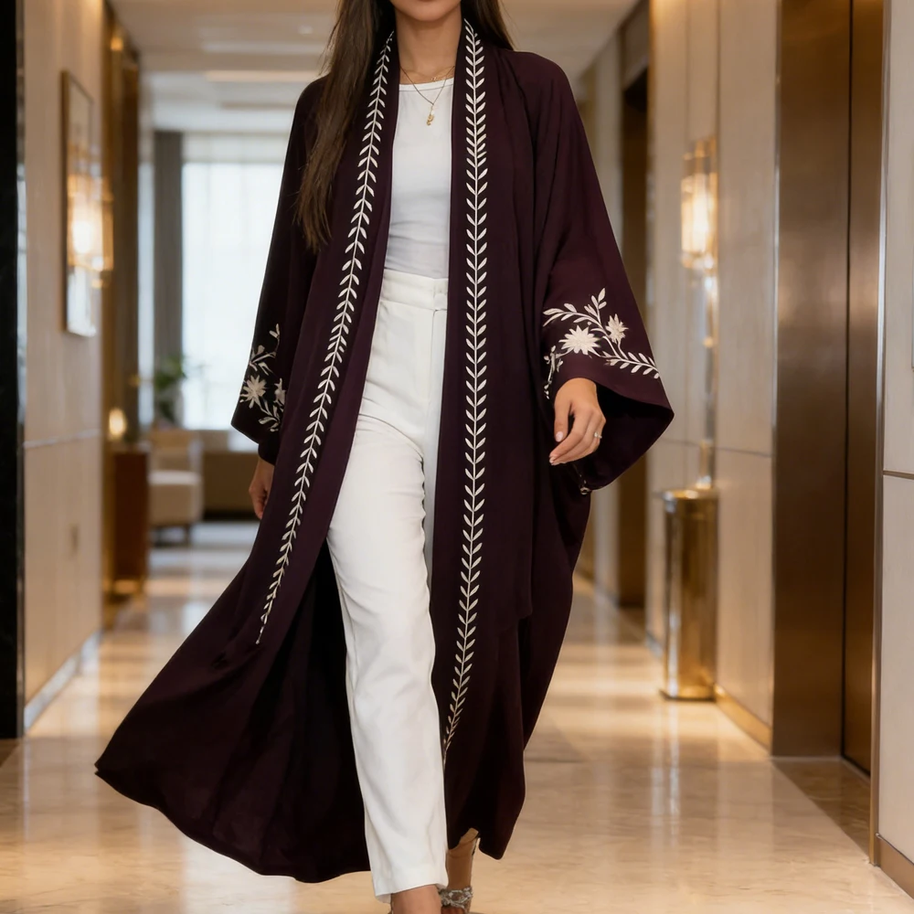 

Дубайские вышитые кимоно-абайи для женщин, мусульманские платья-хиджабы, турецкие кафтаны, джеллабы, кебайи, исламские джалабии, марокканские кафтаны