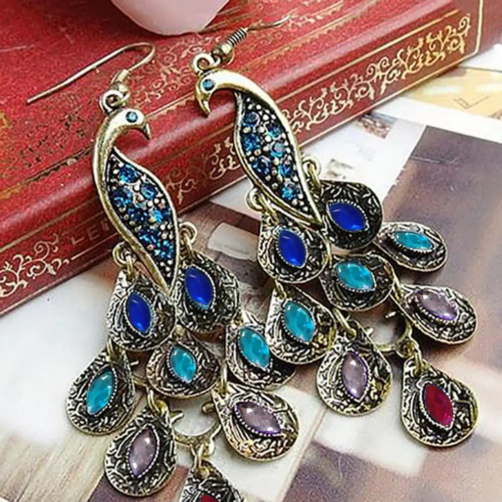 Hook Earrings for Party Jewelry Dangle Earrings Vintage Bohemian Style Peacock for Party