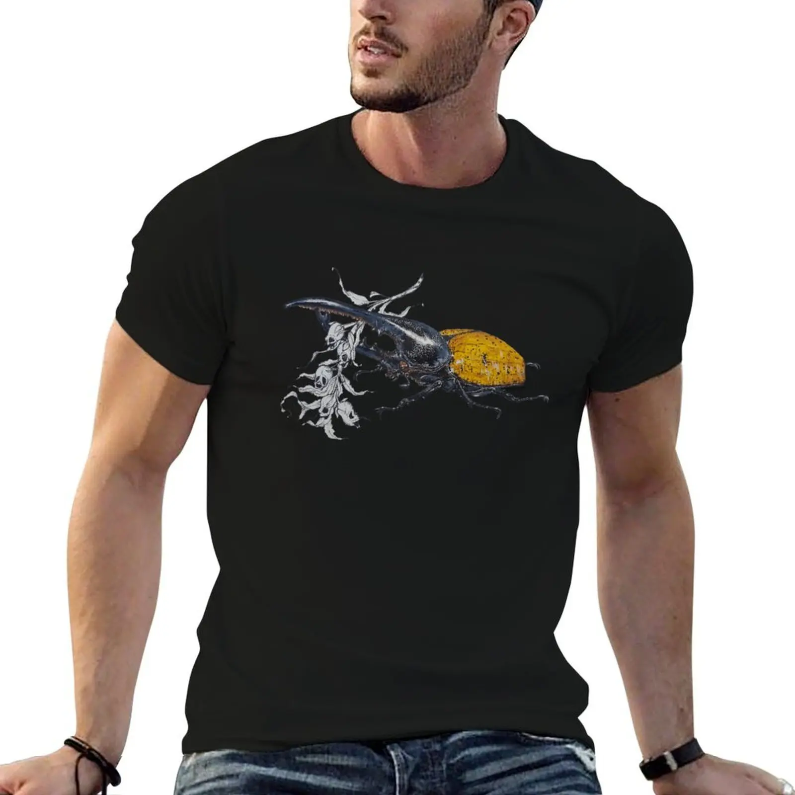 Camiseta de los dynastes hercules Beetle y snapdragon pods, camiseta de anime, camiseta para hombre, camiseta de marca de lujo 100% algodón
