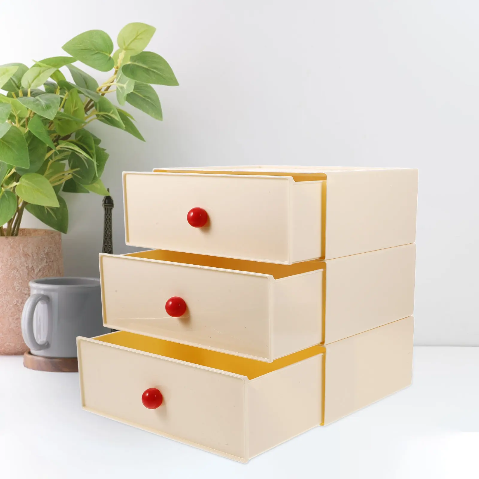 Desk Organizer Multi-Layer Desktop Storage Box Cosmetics Holder Multi-Function Plastic Drawer Organizer for Office Makeup Cotton