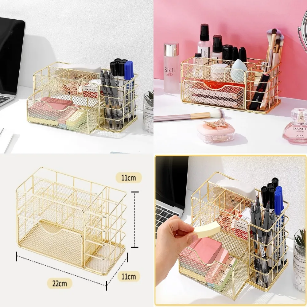 

Скандинавский металлический органайзер для ящиков, компактный ящик для хранения офиса, дома, канцелярских принадлежностей, косметики, файлов, компактный дизайн рабочего стола.