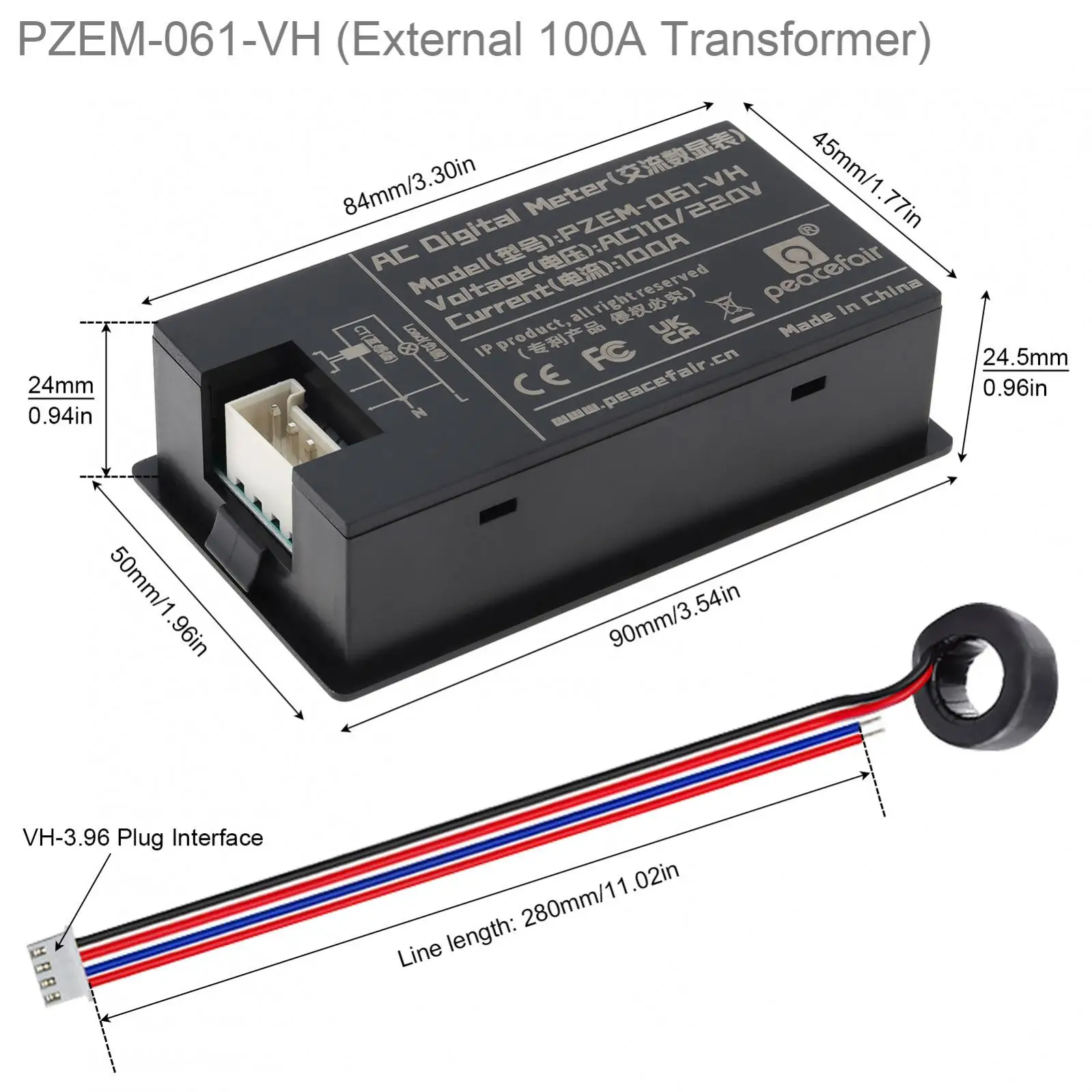 LCD Display Digital Multimeter Ammeter Voltmeter AC 80-260V 100A Voltage Meter Power Energy Tester with Current Transformer CT