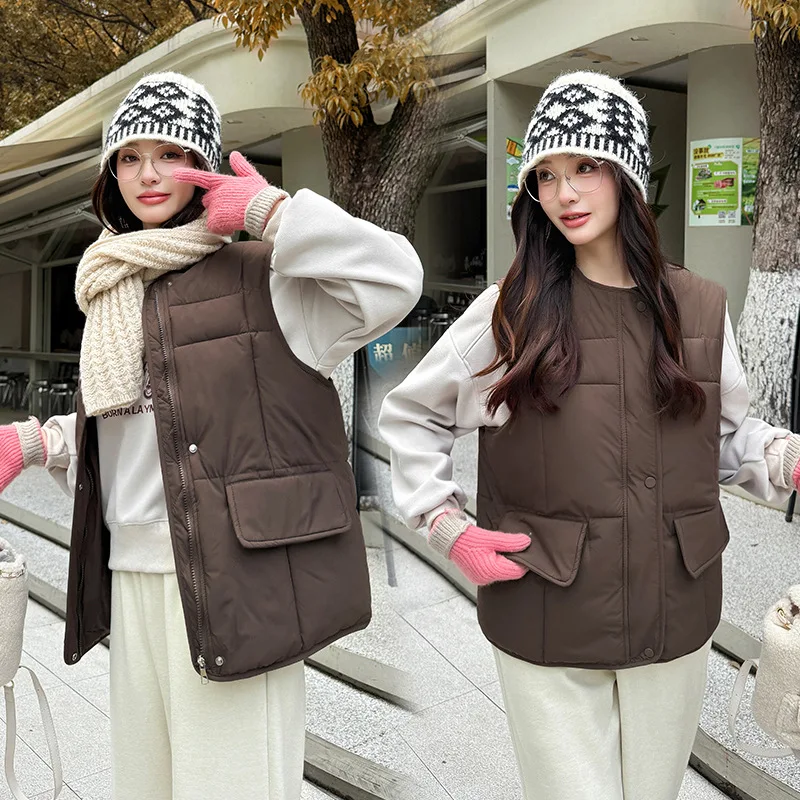 

Women's Sleeveless Lightweight Down Jacket Vest 2025 Autumn and Winter Wear Women's Commuter Warm Waistcoat Vest Jacket