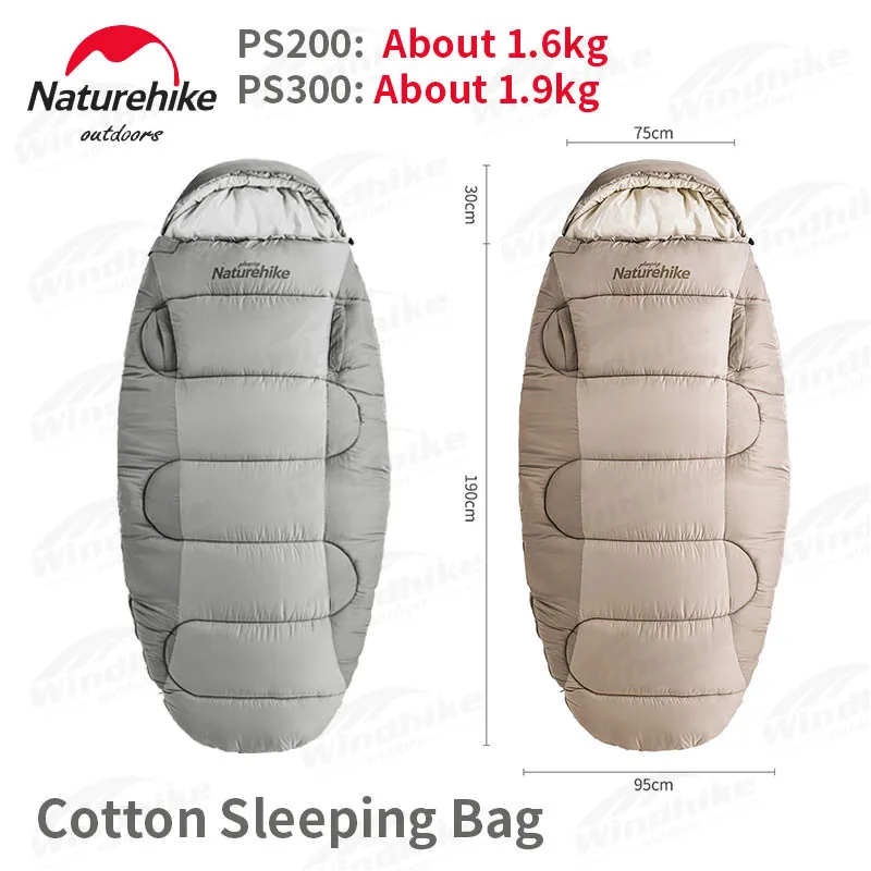 

Naturehike Cotton Autumn Winter Sleeping Bag 9℃~-4℃ Wearable Style Tent Sleeping Bag With Hat Camping Quilt Shawl PS200 /PS300