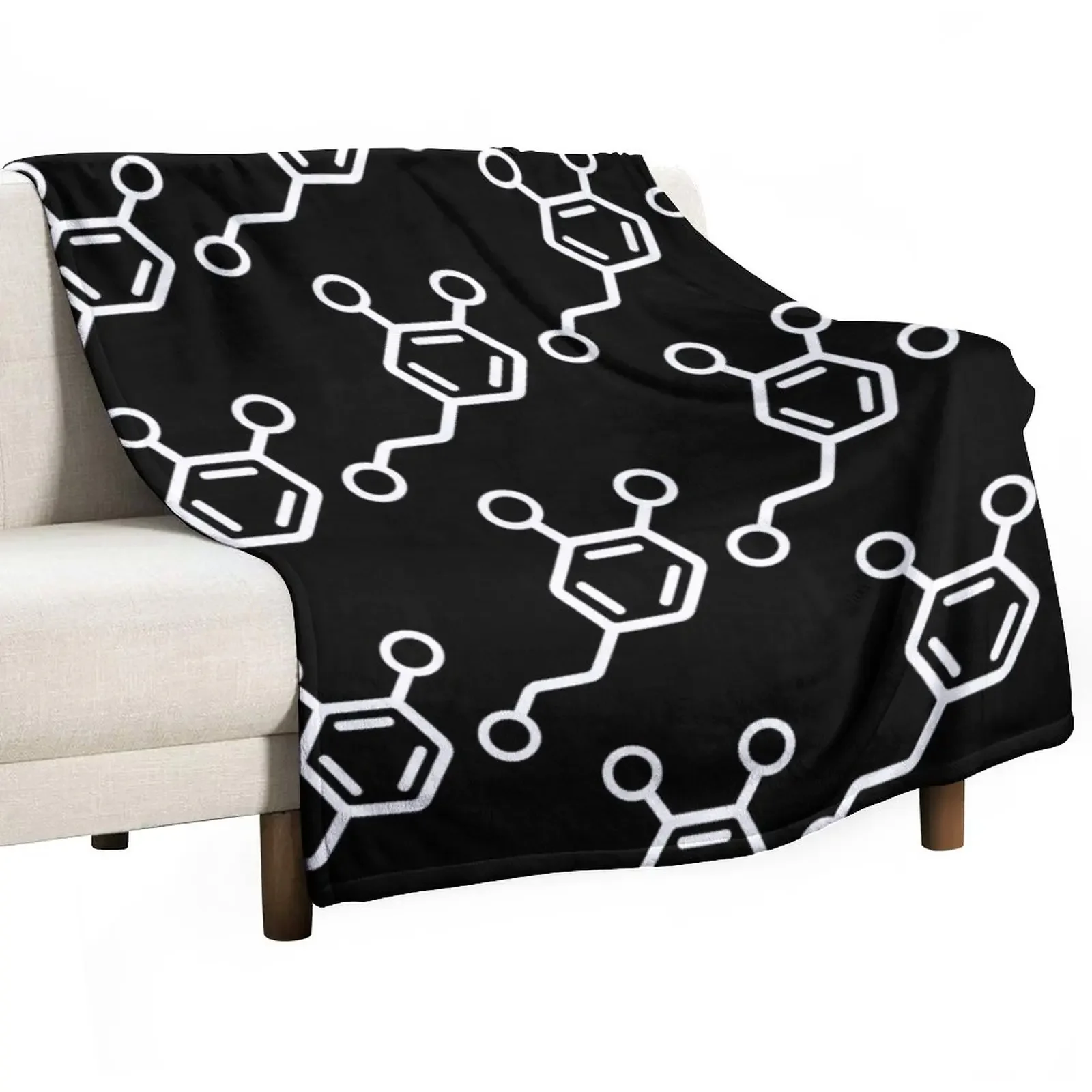 Big White Dopamine Molecule Pattern Throw Blanket warm winter Soft Big Blankets For Sofas Blankets