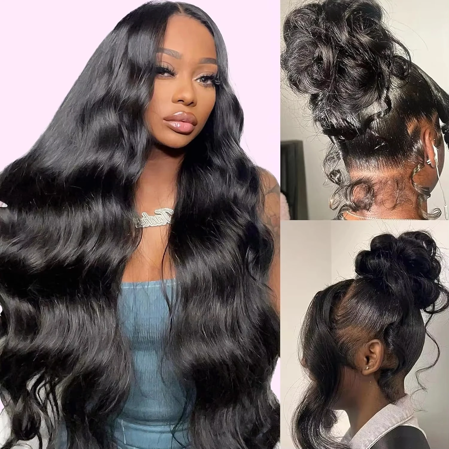 

30 34Inch Body Wave 360 Full Lace Frontal Wig Human Hair High Ponytail 180 Density Transparent Lace Frontal Wigs For Women