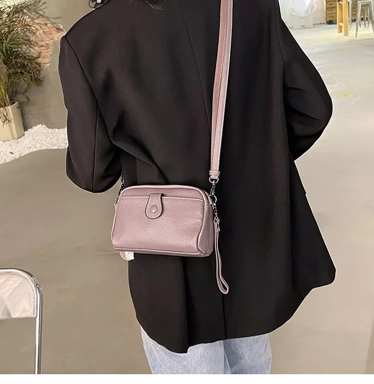 Frauen Aus Echtem Leder Schulter Tasche Neue Casual Weibliche Kleine Umhängetaschen Für Frauen Tasche Handy Tasche Tag Kupplungen – Detail 7