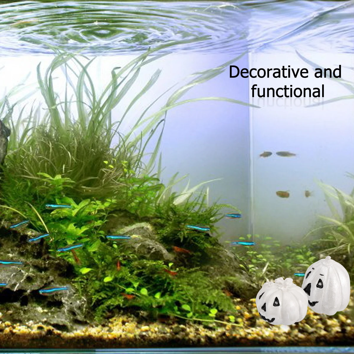 

2pcs Pumpkin Aquarium Decoration Fish Tank Ornament Halloween Fish Shelter Craft Natural Hiding Cave For Reptiles Spooky Home