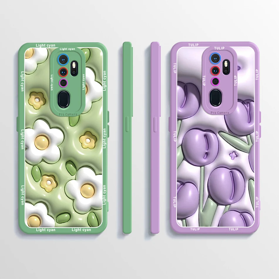 For OPPO A5 2020 Case Matte Soft Tulip Flower Silicone Case For OPPO A9 2020 Phone Back Cover For OPPO A9 A5 A 5 A 9 2020 Funda