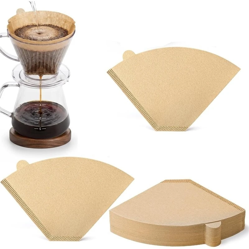 L60A 200 Count 4 Cone Coffee Filters, Unbleached Natural Paper Coffee Filters For 8-12 Cup Coffee Makers, Disposable