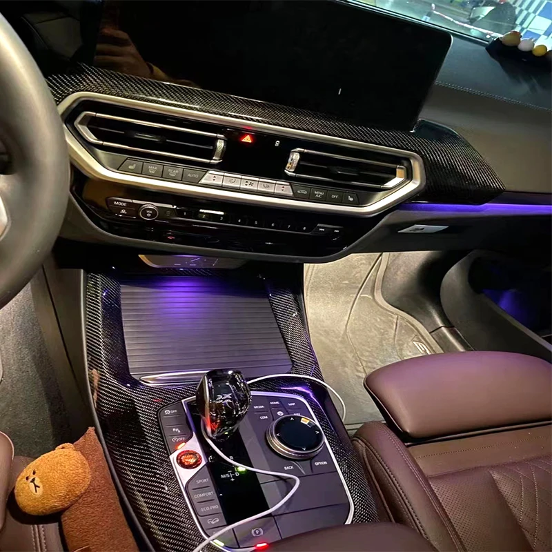 ألياف الكربون الجافة الداخلية 6 قطعة لسيارات BMW X3M F97 X4M F98 X3 X4 2023 + الكربون الداخلية مجموعات السيارات الداخلية