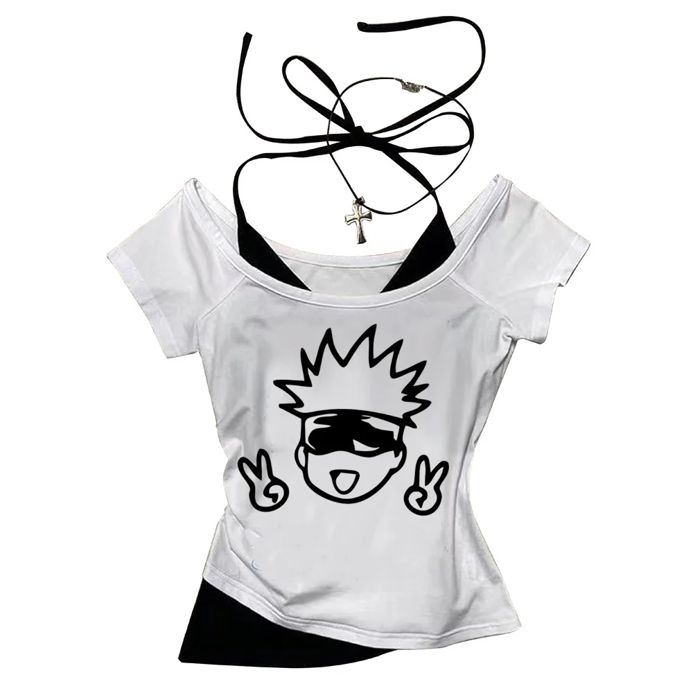 Gojo Satoru tshirt teen Digital anime 2000s Trendy tshirt anime Psychedelic Pop Culture Graphic 2000s